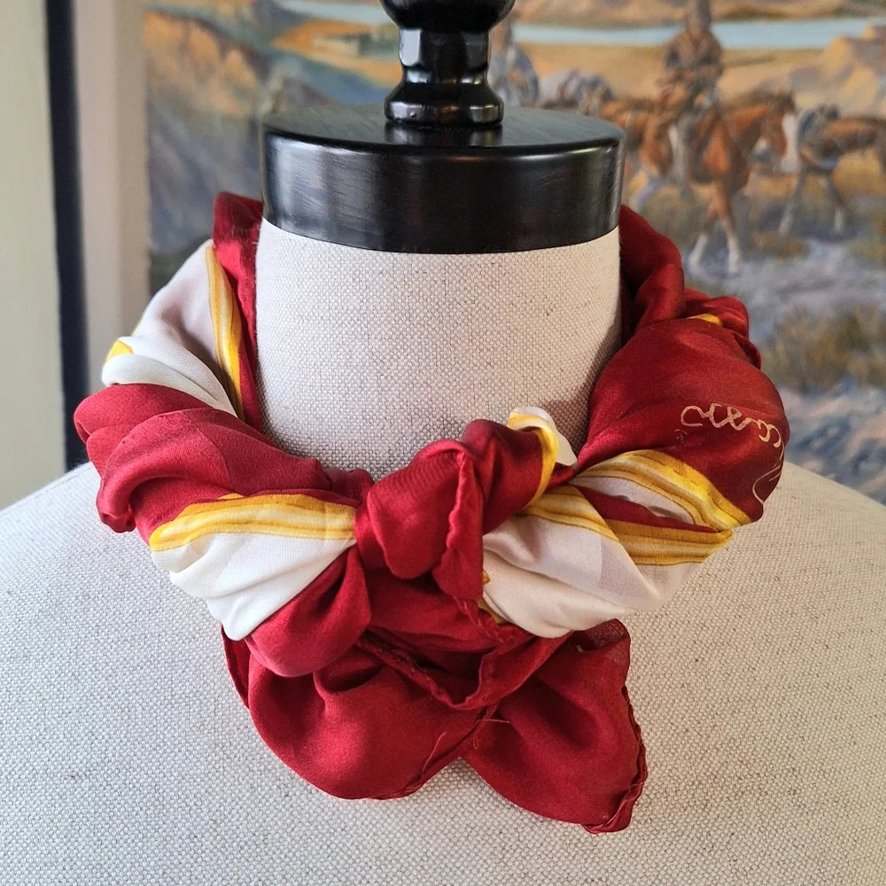 Vintage Paloma Picasso Twill Silk  ❌️,♥️, 🌟s Scarf, 34 X 33.5 Inches
